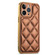 iPhone 14 Pro Max Suteni Electroplated Big Diamond Grid Leather Soft TPU Phone Case - Brown