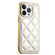 iPhone 14 Pro Max Suteni Electroplated Big Diamond Grid Leather Soft TPU Phone Case - White