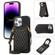 iPhone 14 Pro Max Rhombic Texture RFID Phone Case with Lanyard & Mirror - Black