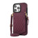 iPhone 14 Pro Max Rhombic Texture RFID Phone Case with Lanyard & Mirror - Wine Red
