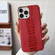 iPhone 14 Pro Max Genuine Leather Pinshang Series Nano Electroplating Phone Case  - Red