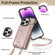 iPhone 14 Pro Max Zipper Card Bag Phone Case with Dual Lanyard - Rose Gold