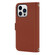 iPhone 14 Pro Max Cross Texture Lanyard Leather Phone Case - Brown