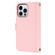 iPhone 14 Pro Max Cross Texture Lanyard Leather Phone Case - Pink