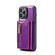 iPhone 14 Pro Max DG.MING M3 Series Glitter Powder Card Bag Leather Case - Dark Purple