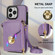 iPhone 14 Pro Max Zipper Hardware Card Wallet Phone Case - Purple