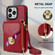 iPhone 14 Pro Max Zipper Hardware Card Wallet Phone Case - Red