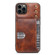 iPhone 14 Pro Max Denior Oil Wax Cowhide Card Slot Phone Case - Brown