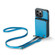 iPhone 14 Pro Max JEEHOOD C22 Series Zipper Wallet Phone Case with Long and Short Lanyard - Blue