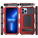 iPhone 14 Pro Max Life Waterproof Camshield Tri-poof Metal Phone Case with Holder - Red