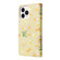 iPhone 14 Pro Bronzing Painting RFID Leather Case - Yellow Daisy