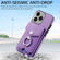 iPhone 14 Pro Electroplating Skin-feel Leather Ring Card Wallet Phone Case - Purple