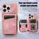 iPhone 14 Pro Zipper Card Bag Back Cover Phone Case - Pink