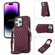 iPhone 14 Pro Rhombic Texture RFID Phone Case with Lanyard & Mirror - Wine Red