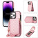 iPhone 14 Pro Rhombic Texture RFID Phone Case with Lanyard & Mirror - Rose Gold