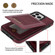 iPhone 14 Pro N.BEKUS Vertical Flip Card Slot RFID Phone Case - Wine Red