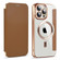 iPhone 14 Pro MagSafe Magnetic RFID Anti-theft Leather Phone Case - Brown