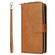 iPhone 14 Pro 9 Card Slots Zipper Wallet Bag Leather Phone Case - Brown