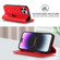 iPhone 14 Pro Rhombic MagSafe RFID Anti-Theft Wallet Leather Phone Case - Red