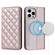 iPhone 14 Pro Rhombic MagSafe RFID Anti-Theft Wallet Leather Phone Case - Rose Gold