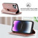 iPhone 14 Pro Rhombic MagSafe RFID Anti-Theft Wallet Leather Phone Case - Rose Gold