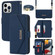 iPhone 14 Pro Cross Texture Lanyard Leather Phone Case - Blue