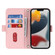 iPhone 14 Pro Cross Texture Lanyard Leather Phone Case - Pink