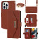 iPhone 14 Pro Cross Texture Lanyard Leather Phone Case - Brown