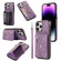iPhone 14 Pro Zipper RFID Card Slot Phone Case with Short Lanyard - Purple