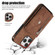 iPhone 14 Pro Zipper RFID Card Slot Phone Case with Short Lanyard - Brown