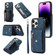 iPhone 14 Pro Zipper RFID Card Slot Phone Case with Short Lanyard - Blue