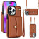 iPhone 14 Pro RFID Card Slot Phone Case with Long Lanyard - Brown