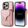 iPhone 14 Pro Zipper Hardware Card Wallet Phone Case - Rose Gold