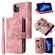 iPhone 14 Pro Multifunctional Card Slot Zipper Wallet Flip Leather Phone Case - Rose Gold