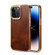 iPhone 14 Pro Denior Oil Wax Cowhide Plating Phone Case - Brown