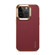 iPhone 14 Pro Denior Cowhide Leather Plating Phone Case - Red