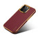 iPhone 14 Pro Denior Cowhide Leather Plating Phone Case - Red