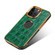 iPhone 14 Pro Denior Crocodile Texture Genuine Leather Electroplating Phone Case - Green