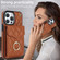 iPhone 14 Pro Rhombic Texture Card Bag Phone Case with Long Lanyard - Brown