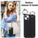 iPhone 14 Non-slip Full Coverage Ring PU Phone Case with Wristband - Black