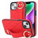 iPhone 14 Non-slip Full Coverage Ring PU Phone Case with Wristband - Red