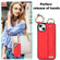 iPhone 14 Non-slip Full Coverage Ring PU Phone Case with Wristband - Red