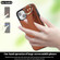 iPhone 14 Non-slip Full Coverage Ring PU Phone Case with Wristband - Brown