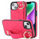 iPhone 14 Non-slip Full Coverage Ring PU Phone Case with Wristband - Rose Red