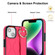 iPhone 14 Non-slip Full Coverage Ring PU Phone Case with Wristband - Rose Red