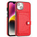 iPhone 14 Shockproof Leather Phone Case with Card Holder - Red