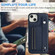 iPhone 14 Shockproof Leather Phone Case with Wrist Strap - Blue
