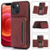 iPhone 14 Three-fold Leather Phone Case  - Wine Red