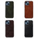 iPhone 14 Genuine Leather Double Color Crazy Horse Phone Case  - Black