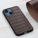 iPhone 14 Crocodile Texture Genuine Leather Phone Case  - Brown